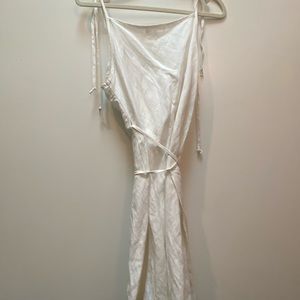 Little Lies white linen wrap dress